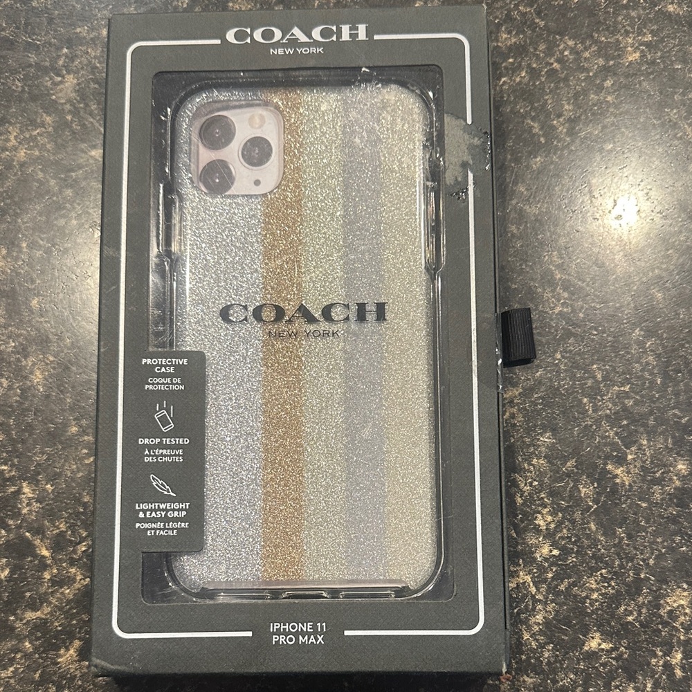 Coach Glitter Stripe Case for iPhone 11 Pro Max - Silver, Gold, Gray